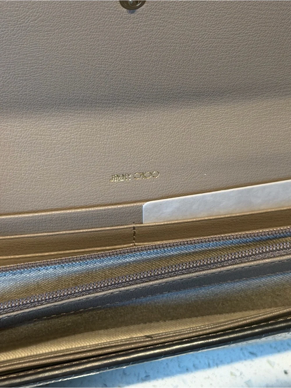 Jimmy Choo Sand Croc-Embossed Continental Wallet with Gold Hardware